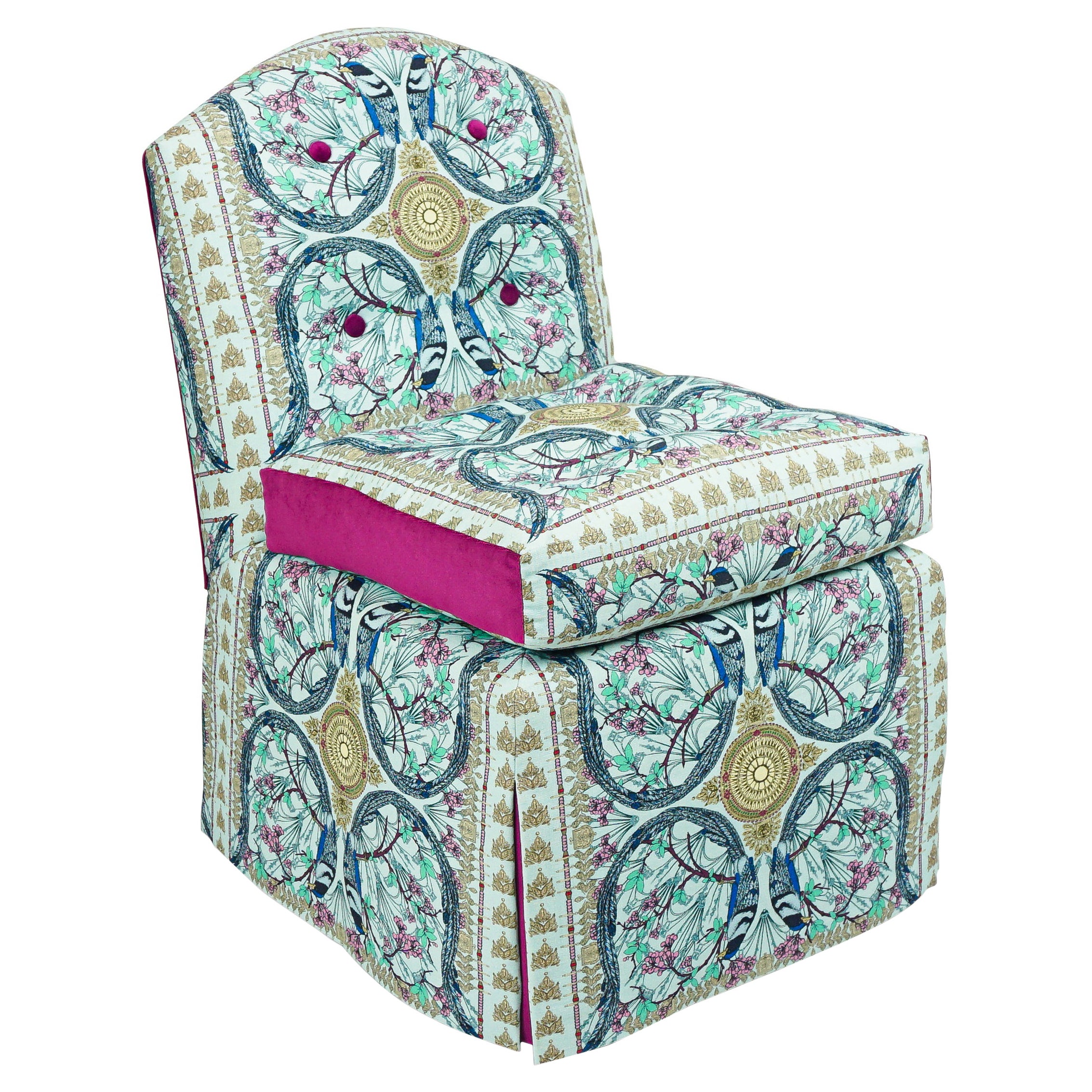 Slipper Chair with Lyrebird Print For Sale