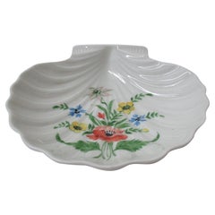 Vintage Petite Limoges French Porcelain Dish Shell Shaped with Floral Motif Handpainted