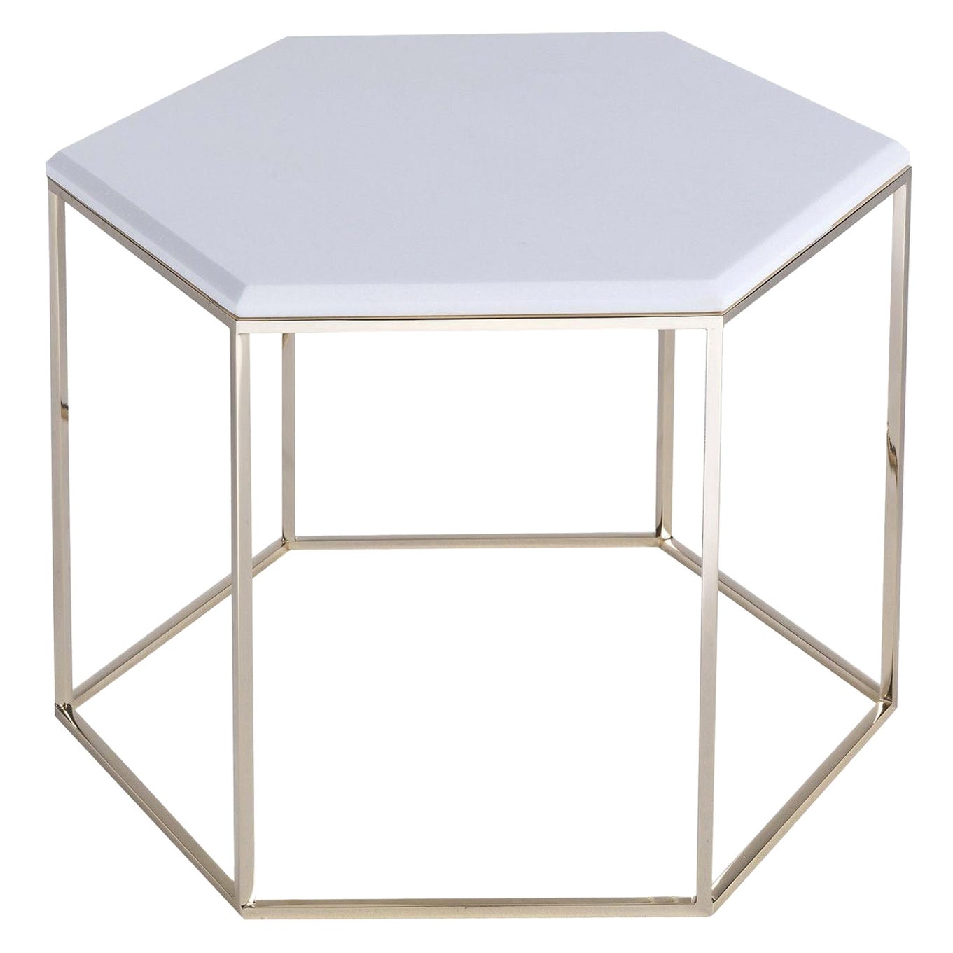 Sechseckiger hoher Tisch mit Marmor