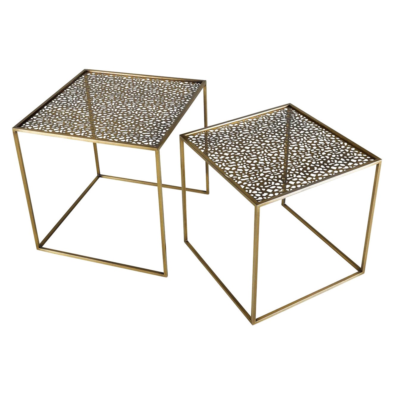 Friends Set of 2 Nesting Tables with Perforated Top For Sale