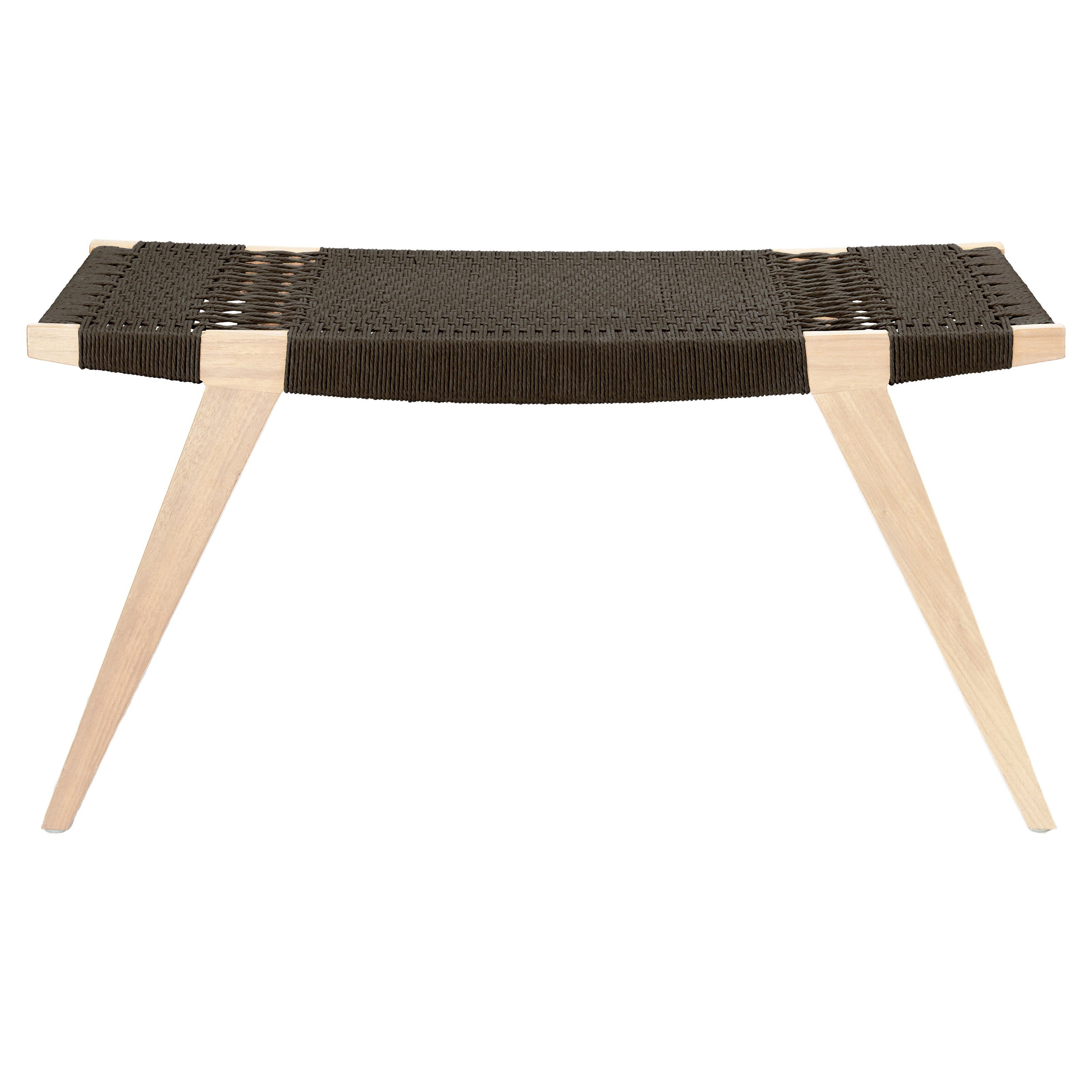 Tabouret contemporain Pi2, cadre en chêne chauffé, assise en cordon danois noir