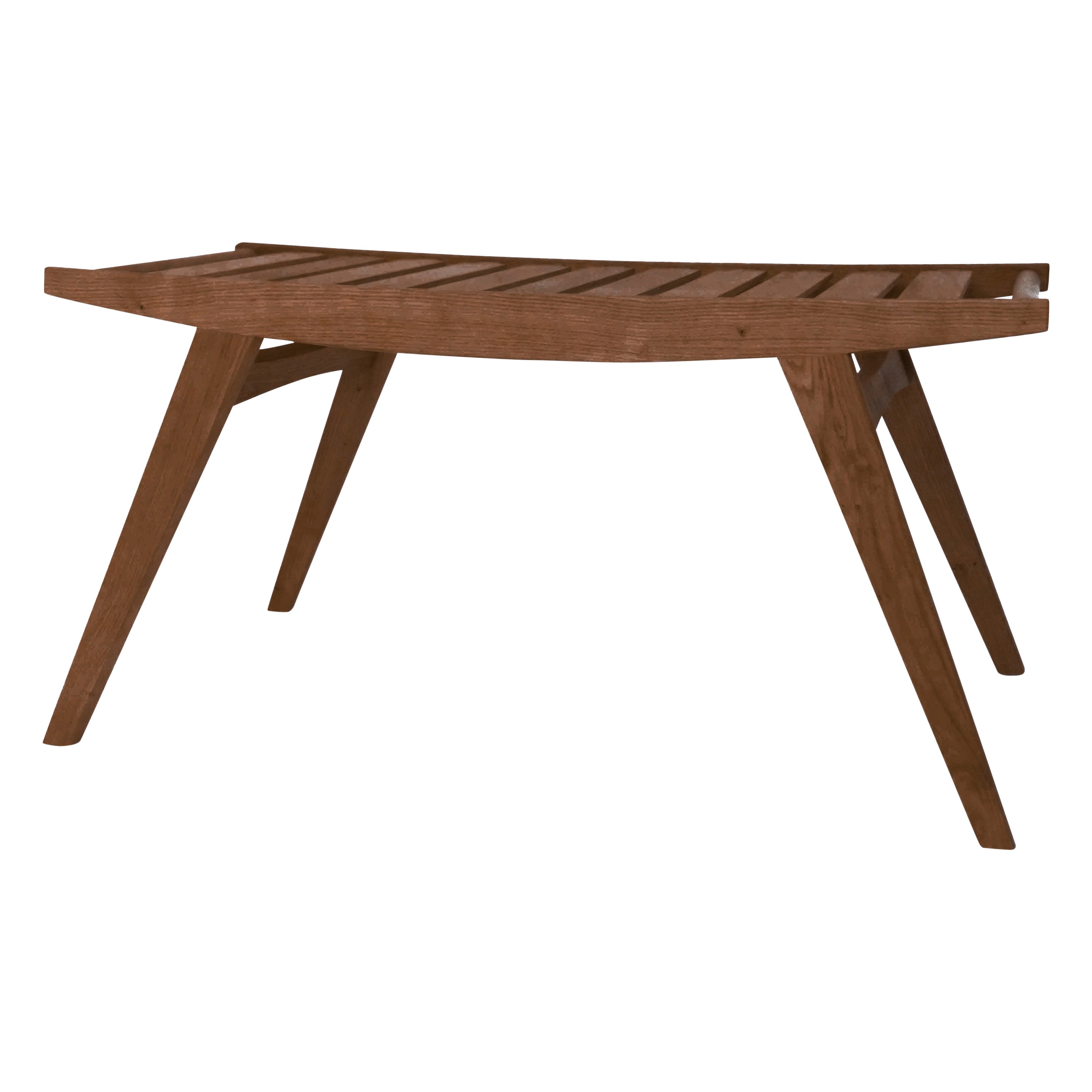 Contemporary pi2 Stool, Fumed Oak Frame, Fumed Oak Slatted Seat For Sale