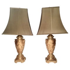 Pair Antique French Bronze D' Ore Lamps, Circa 1890s