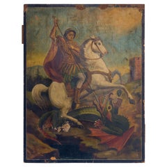 Oil on Paper, St. George  and the Dragon