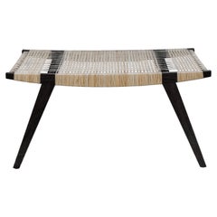 Contemporary pi2 Stool, Ebonised Oak Frame, Split Willow Skein Seat