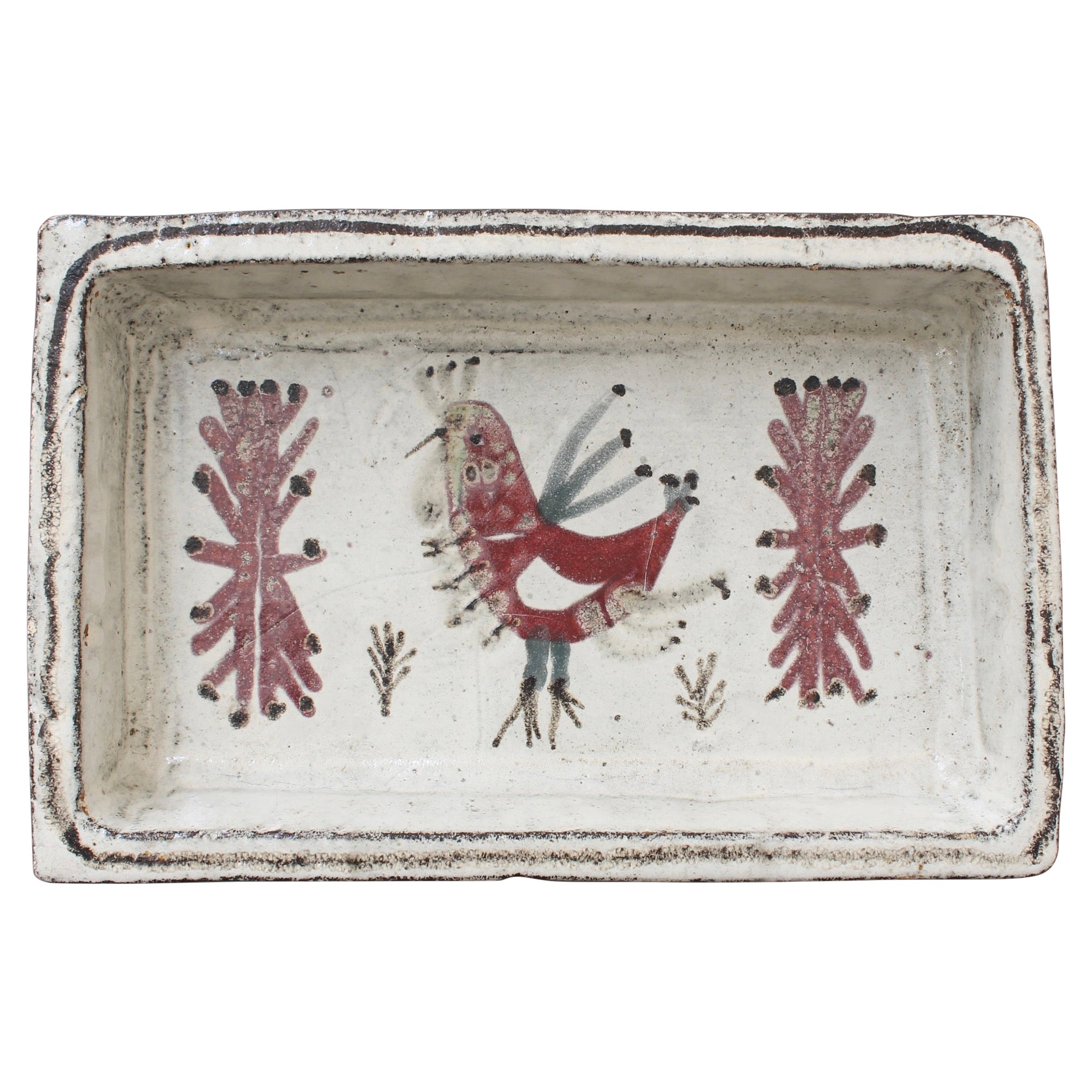 French Ceramic Rectangular Dish by Gustave Reynaud for Le Mûrier 'circa 1960s'