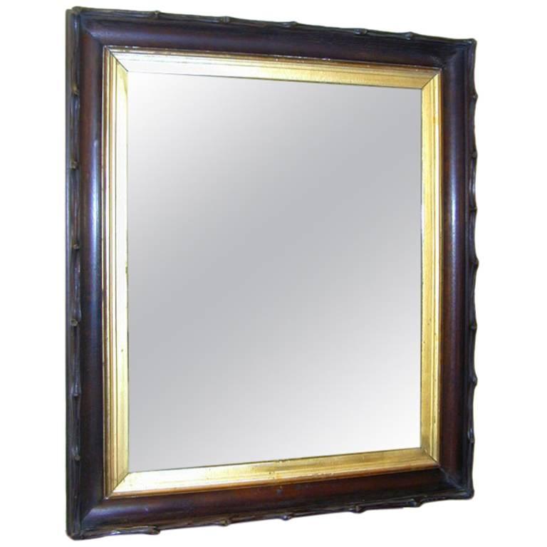 Black Forest Rustic Carved and Giltwood Mirror Frame For Sale at 1stDibs