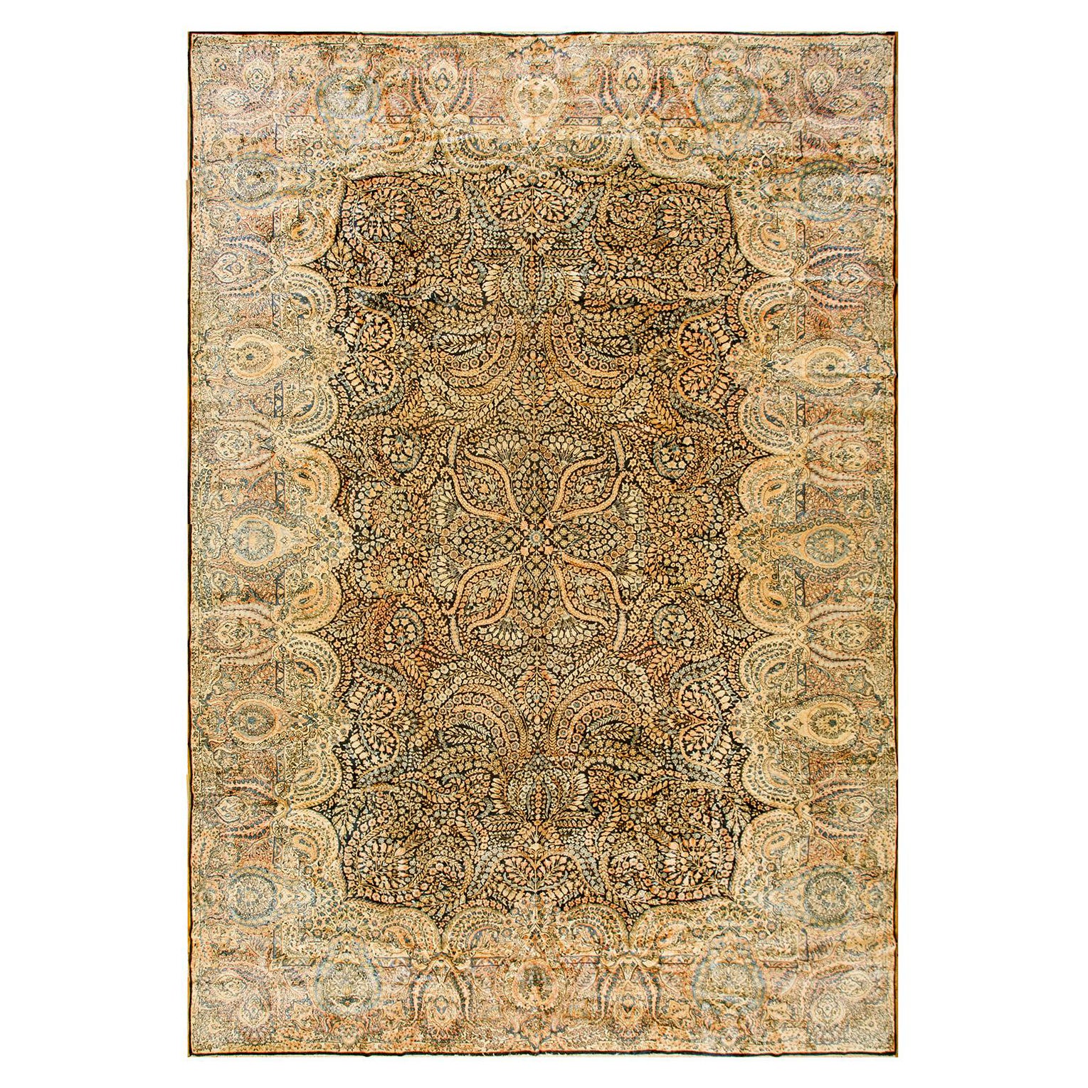 1930s Persian Millefleur Kerman Carpet ( 11'" x 17'4" - 358 x 528 cm ) For Sale