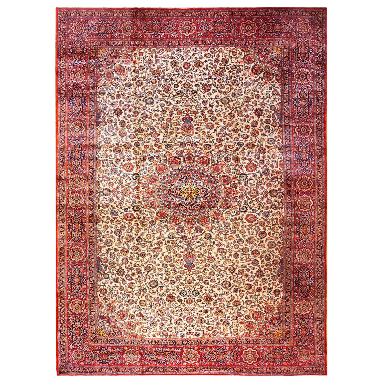 Antique Persian Kashan Rug 13' 10" x 20' 4"  For Sale