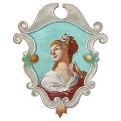 Painting of a Maiden on Board in the Form of a Cartouche