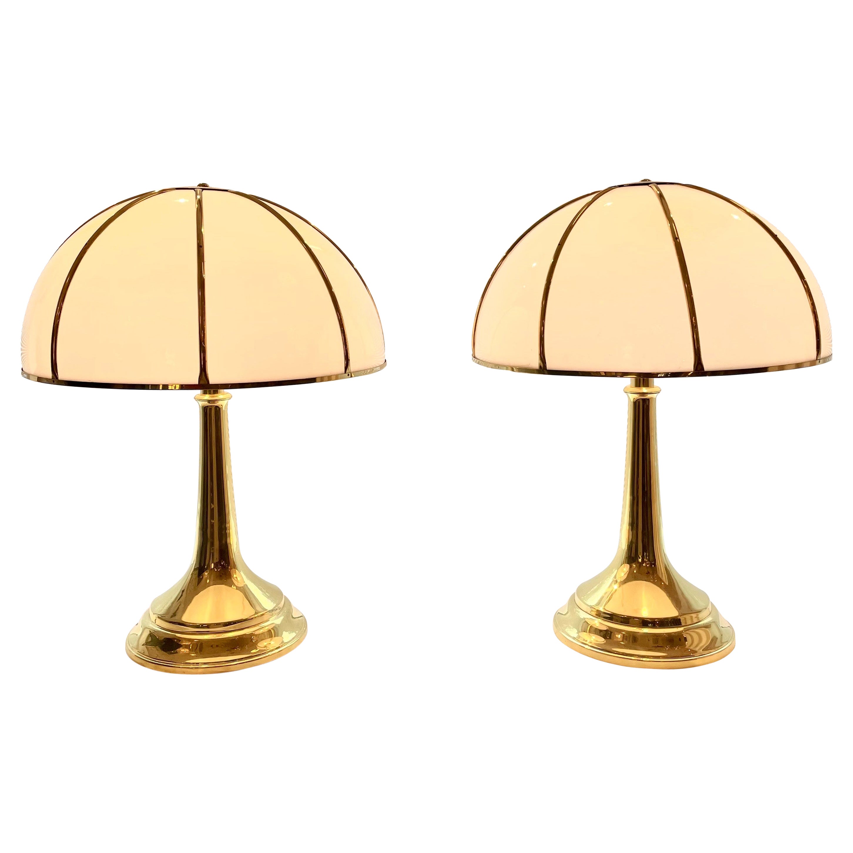 Gabriella Crespi Fungo Table Lamps, Double Signatures on Pair