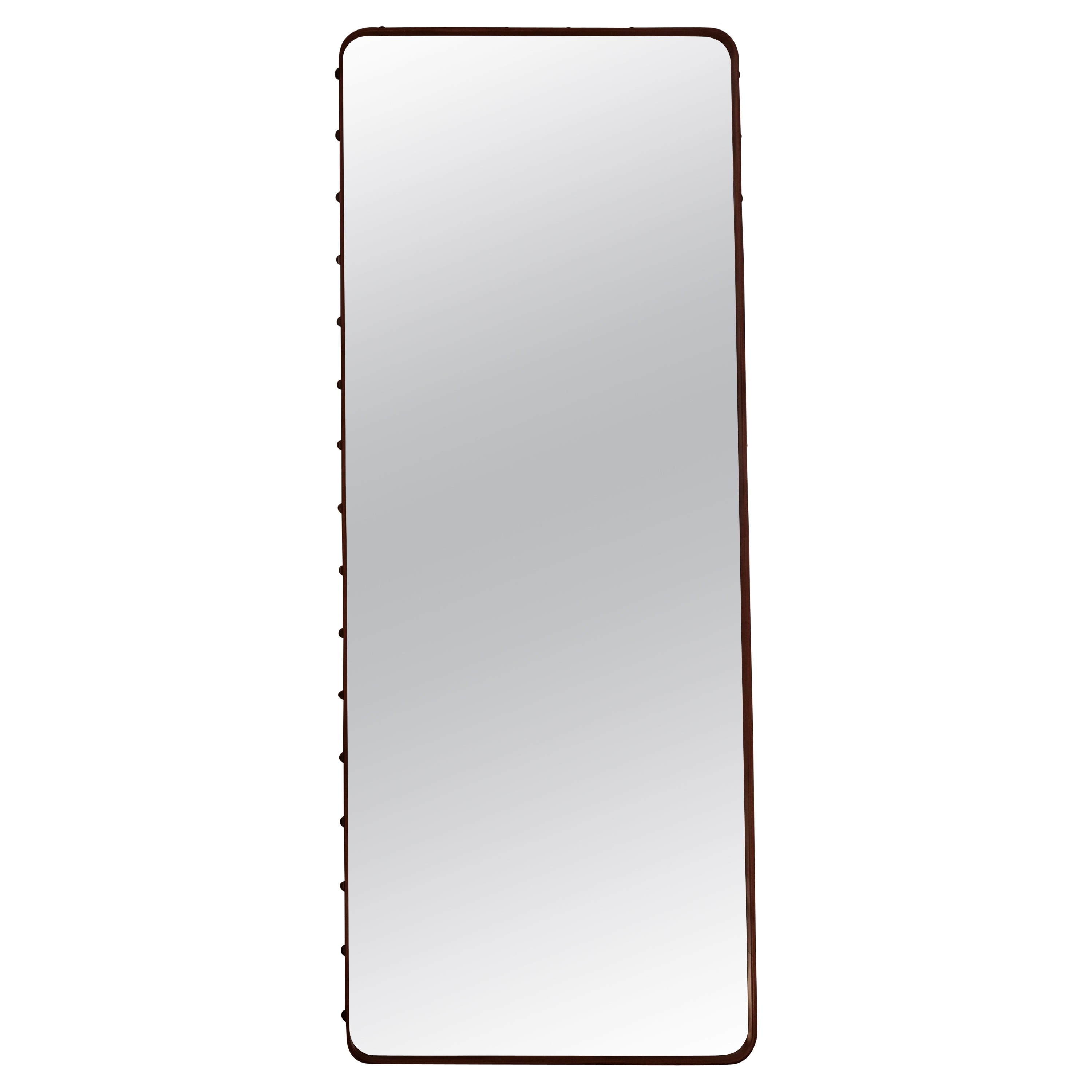 Large Jacques Adnet 'Rectangulaire' Wall Mirror in Tan Leather for GUBI