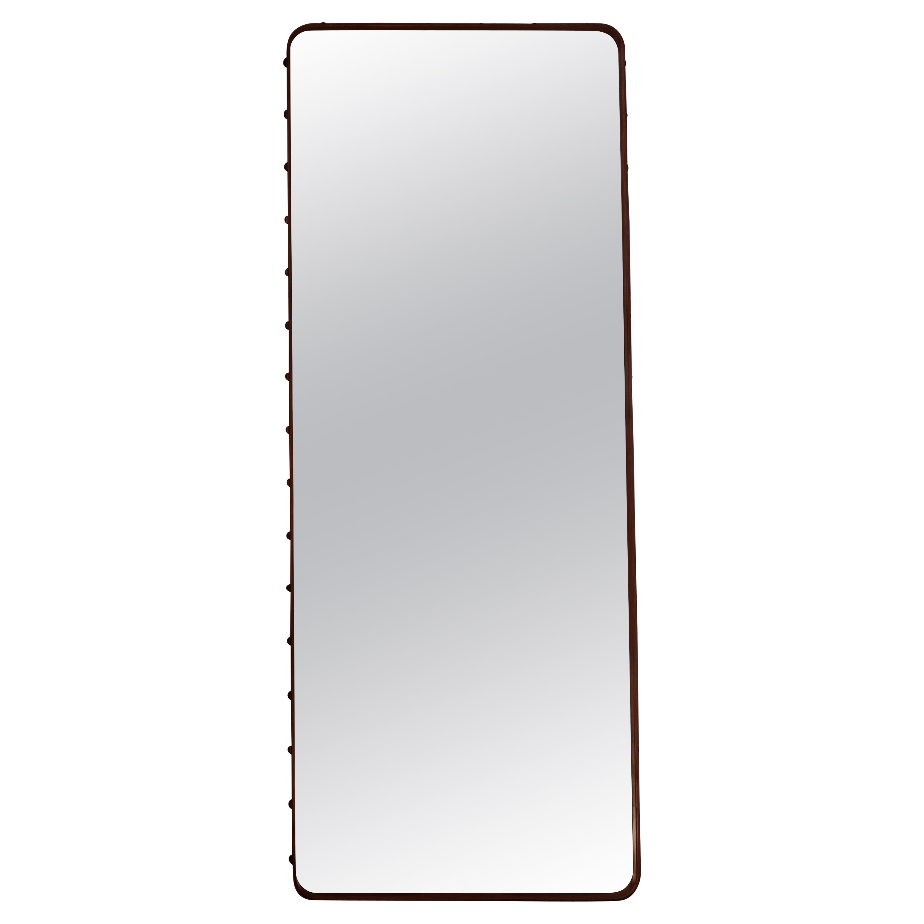 Large Jacques Adnet 'Rectangulaire Mirror' Wall Mirror in Tan Leather for GUBI For Sale