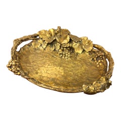 19th Century Bronze Tray with Floral Ornaments Signed by Albert Marionnet