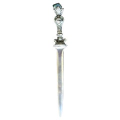 20th Century French Letter Opener Nicely Decorated with Green Stone on the Top
