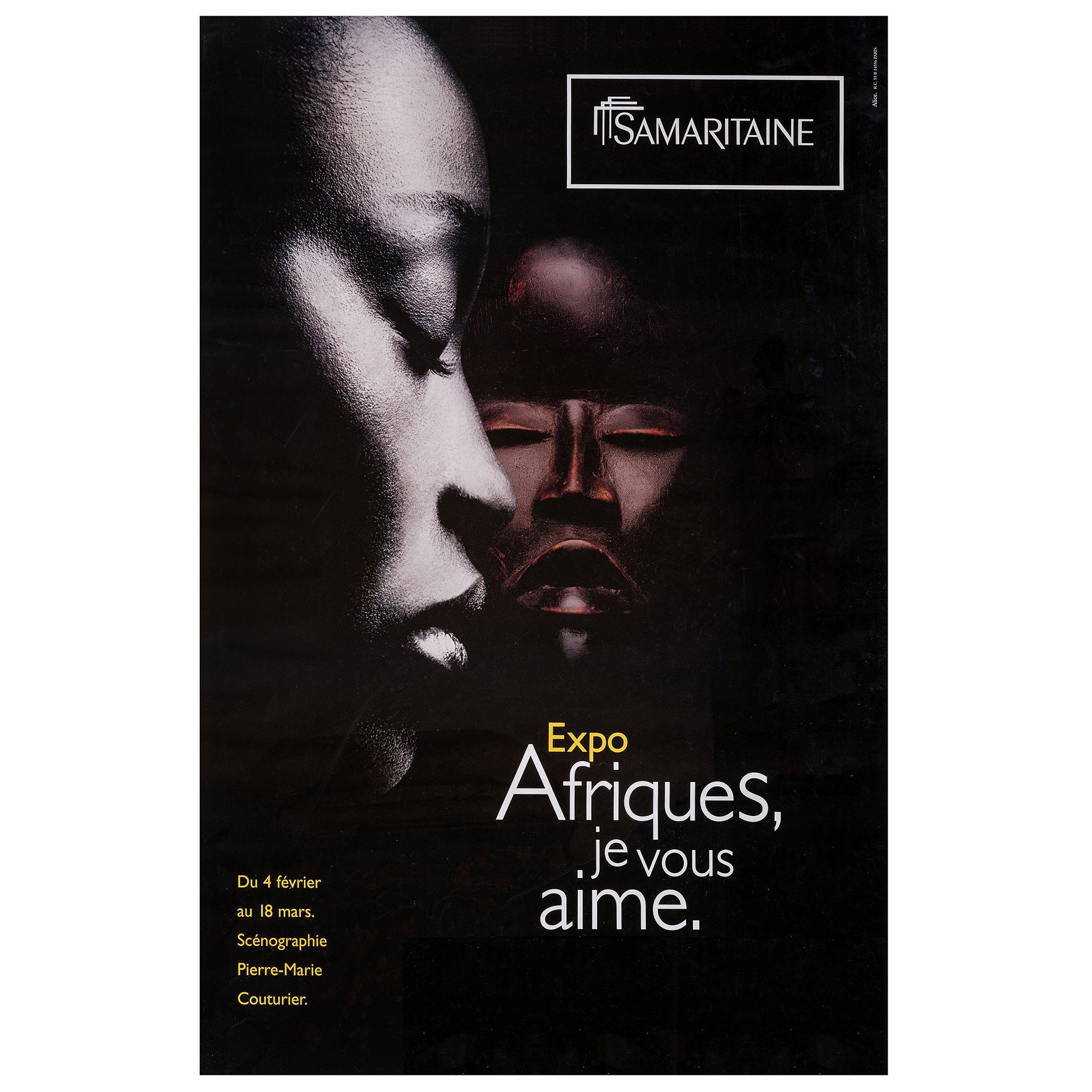 Afrika, Originalplakat der Samaritaine-Ausstellung in Paris – Afrikanische Kunst – gerahmt