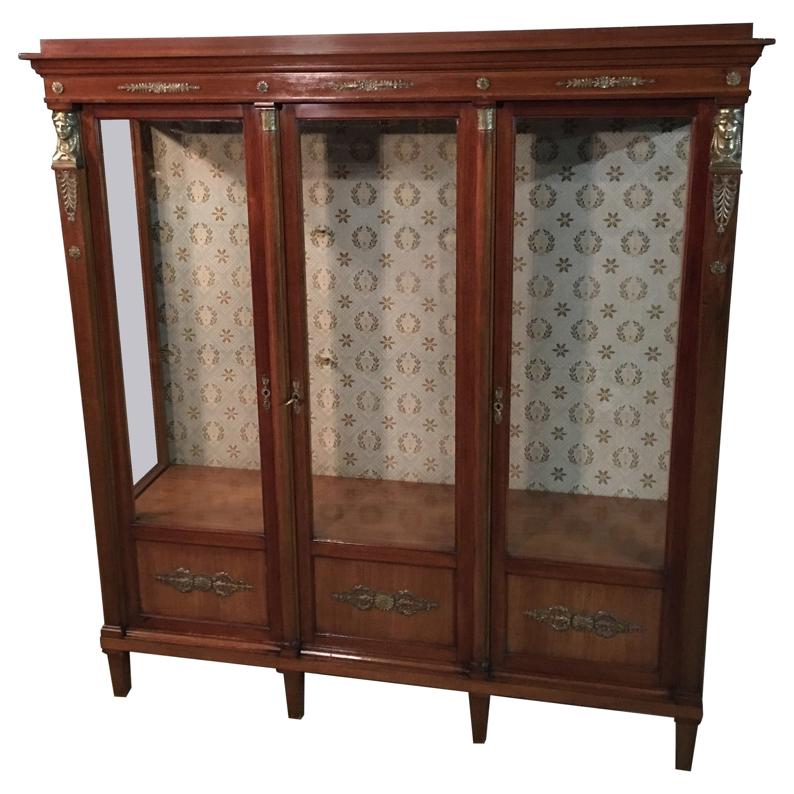 Original Antique Empire Library / Shelve / Vitrine, circa 1860-1880 Mahogany For Sale