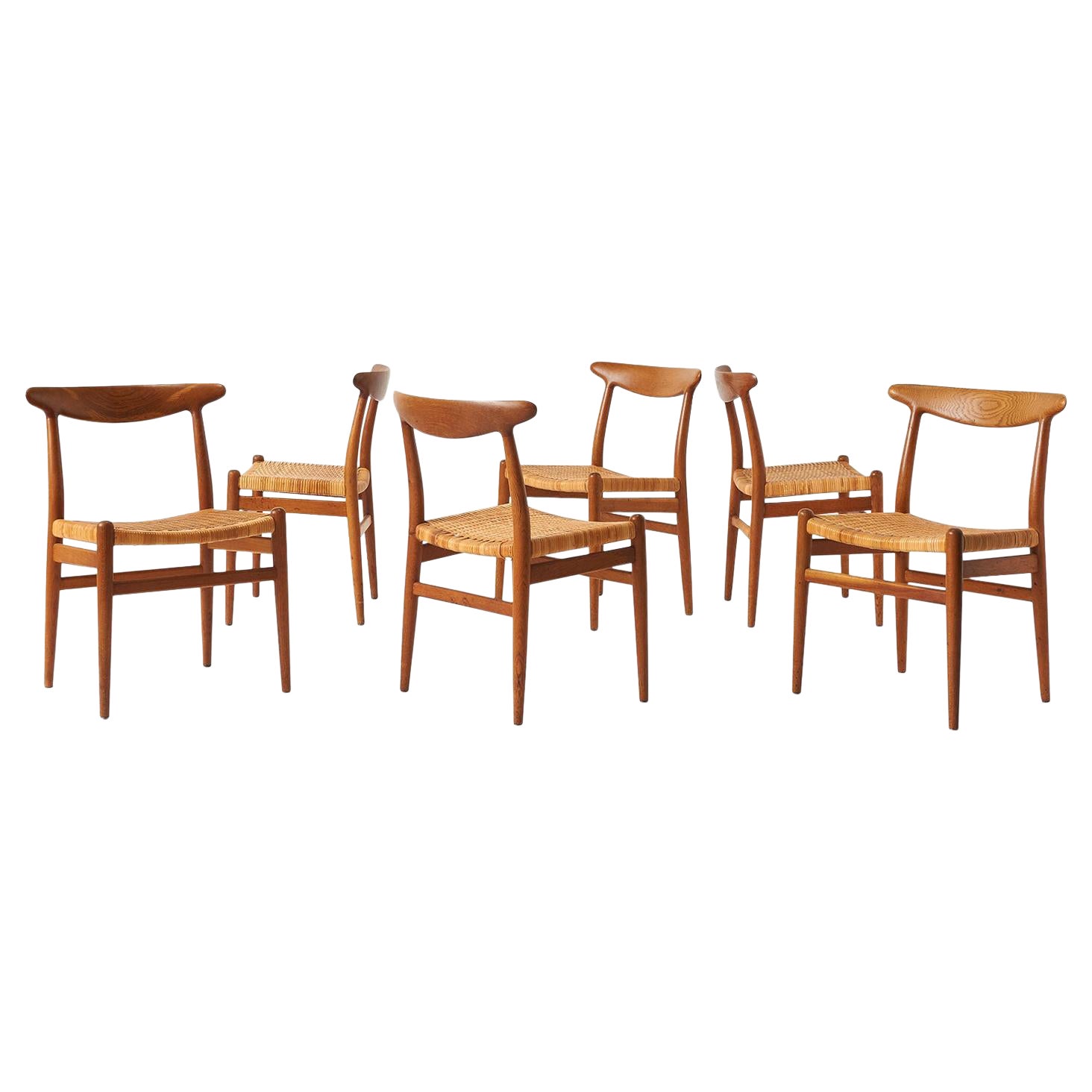 Set of Five Hans J Wegner W2 Chairs For Sale
