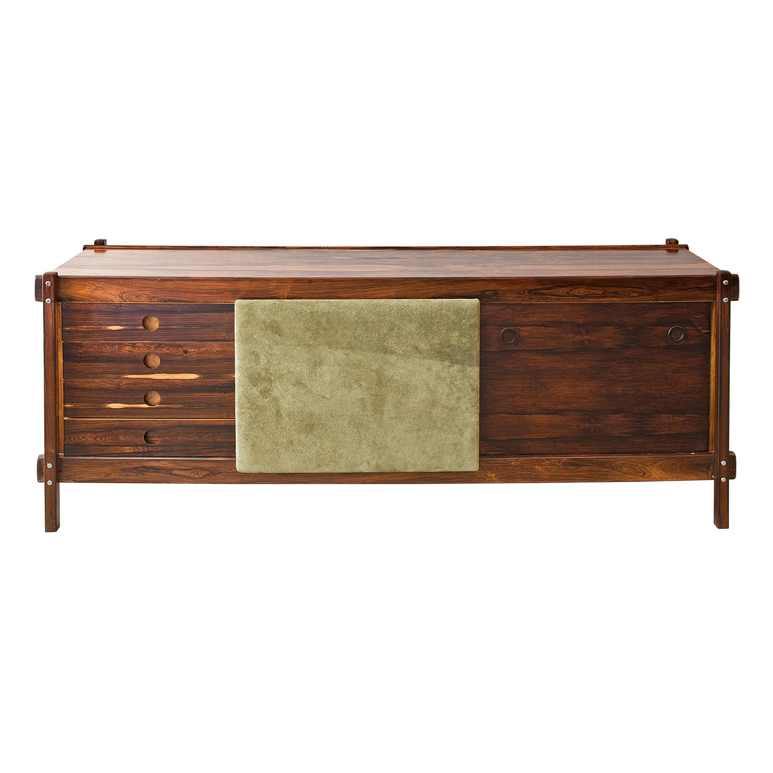 Freijó and Leather Buffet by Sergio Rodrigues, 1965 For Sale