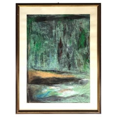 Peinture abstraite originale « cascades ou chutes d'eau » de C. Azuelos sur papier de riz