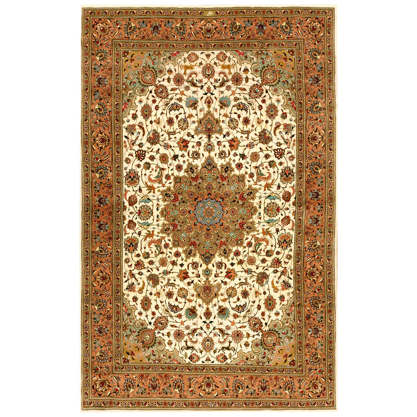 Mid 20th Persian Tabriz Carpet with Silk Highlights ( 5'11" x 9'6" - 180 x 290 ) For Sale