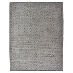 Modern Piled Rug with All-Over Design in Muted Colors and Cream Background