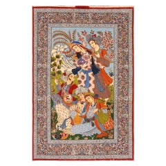 Mid 20th Century Pictorial Persian Isfahan Carpet ( 3' 8" x 5' 5" - 112 x 166 cm