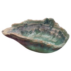 Contemporary Freeform Fluorite Green and Purple Banded Bowl