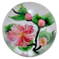 Vintage Daniel Salazar Lundberg Studios Cherry Blossom Art Glass Paperweight