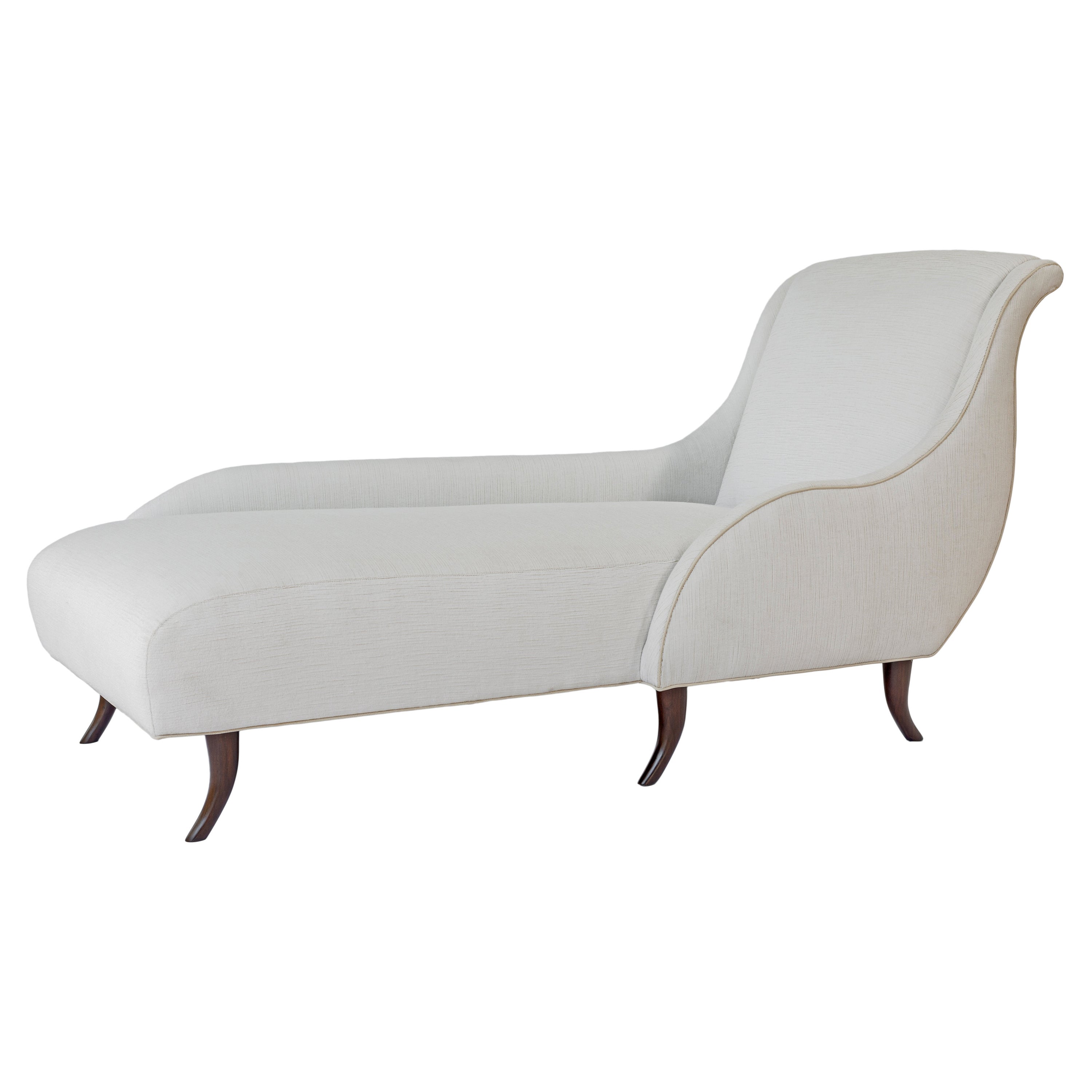 Oak and Walnut Crafted Chaise with Luscious Curves For Sale