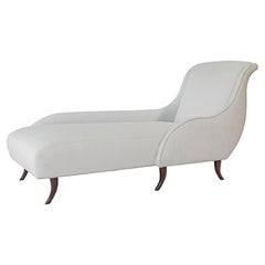 Oak and Walnut Crafted Chaise with Luscious Curves