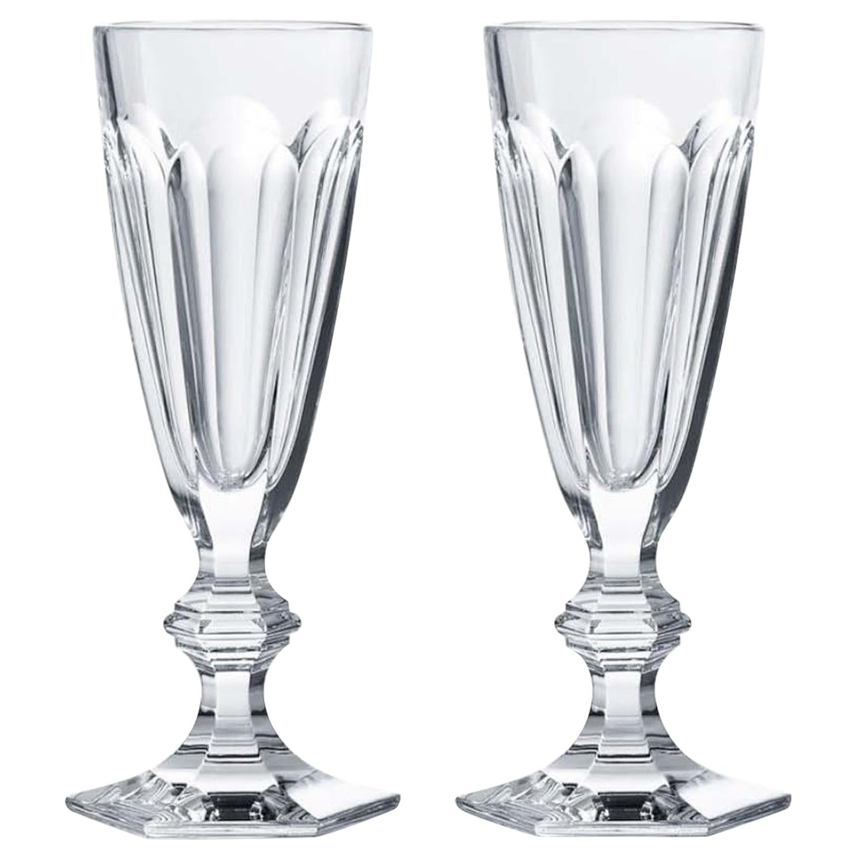 Baccarat Set 2 Clear Crystal Harcourt  Champagne Glasses