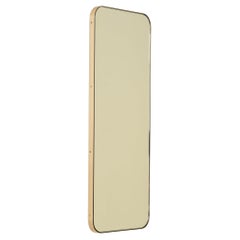 Quadris Gold Tinted Rectangular Contemporary Mirror with a Brass Frame, Small