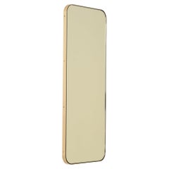 Quadris Miroir rectangulaire contemporain teinté or avec cadre en laiton, XL