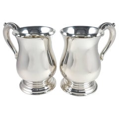 Retro Pair of George VI Sterling Silver Mugs, 1950