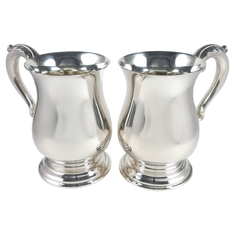 Pair of George VI Sterling Silver Mugs, 1950 For Sale