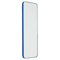 Quadris Rectangular Modern Mirror with a Blue Frame, Bespoke, Oversized