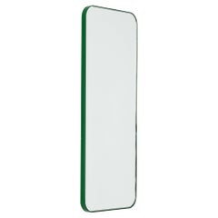 Quadris Rectangular Modern Mirror with a Green Frame, Customisable, Small