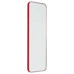 Quadris Rectangular Modern Mirror with a Red Frame, Customisable, Oversized