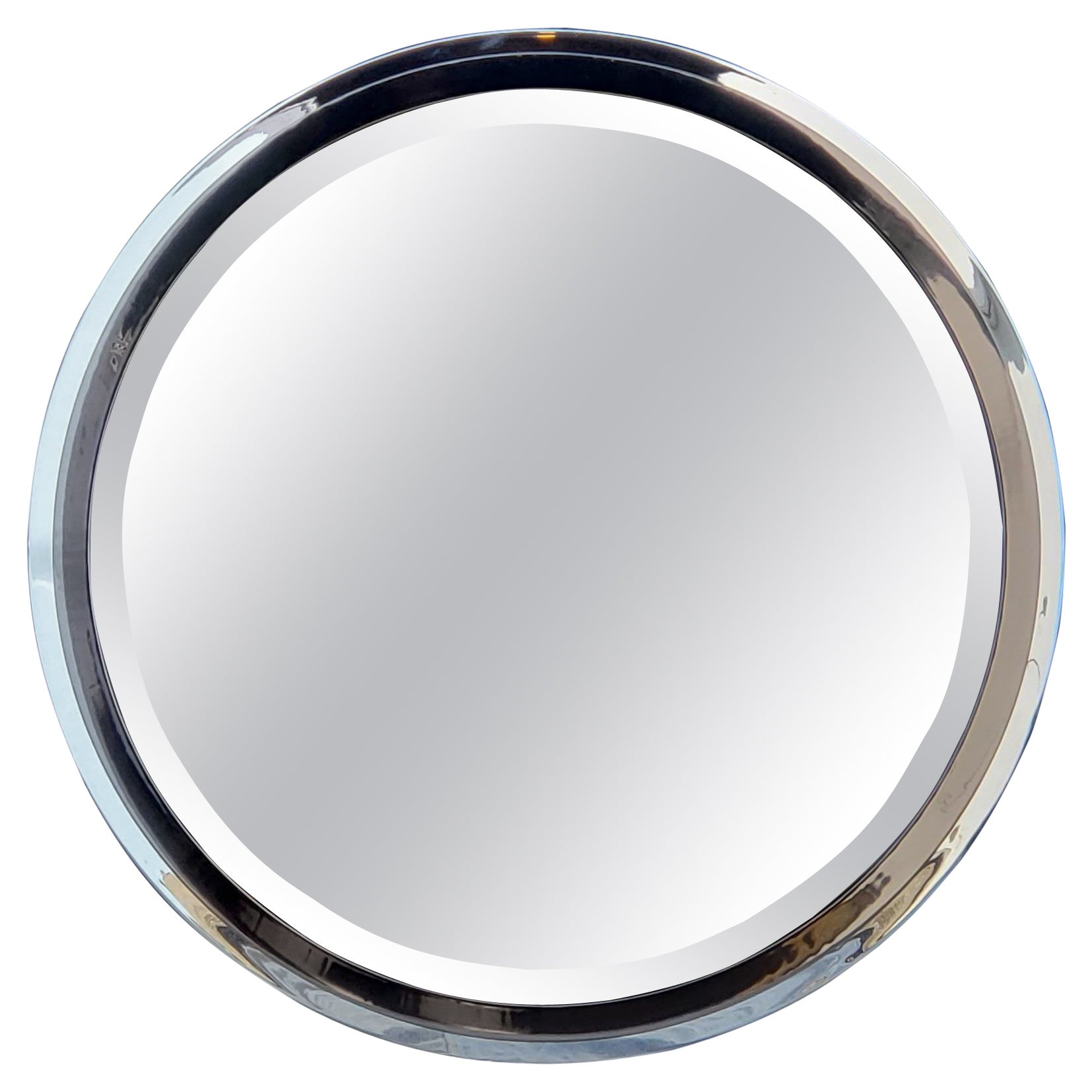 Art Deco Framed Mirror with Reversed Etching and Beveled Detailing at 1stDibs