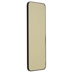 Miroir moderne rectangulaire teinté or avec cadre noir de la collection Quadris, XL