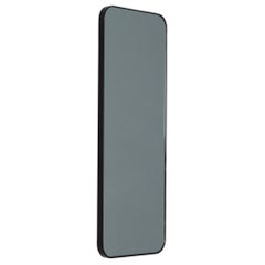 Quadris Black Tinted Rectangular Modern Mirror with a Black Frame, Small