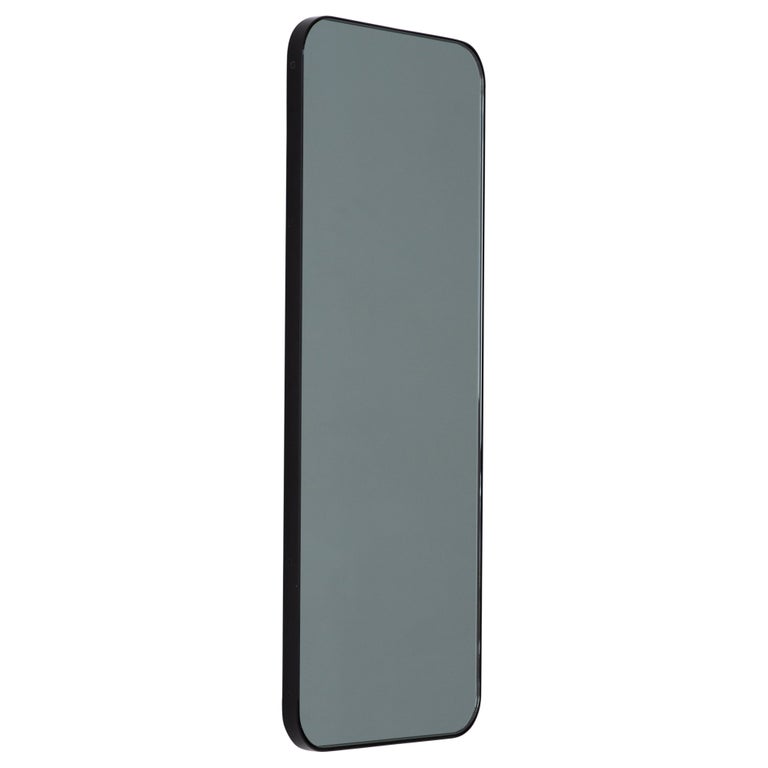Quadris Black Tinted Rectangular Customisable Mirror with a Black Frame