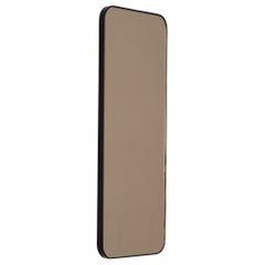 Quadris Bronze Tinted Rectangular Customisable Mirror with a Black Frame, Small