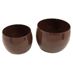 Coppia moderna danese Dansk Designs Stile Koben marrone Ciotole smaltate IHQ anni '60