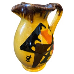 1930s Yellow, Brown and Orange Futurist Ceramic Italian Jug