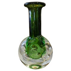 1950s Mid-Century Modern Sommerso Green Glass Czech Vase