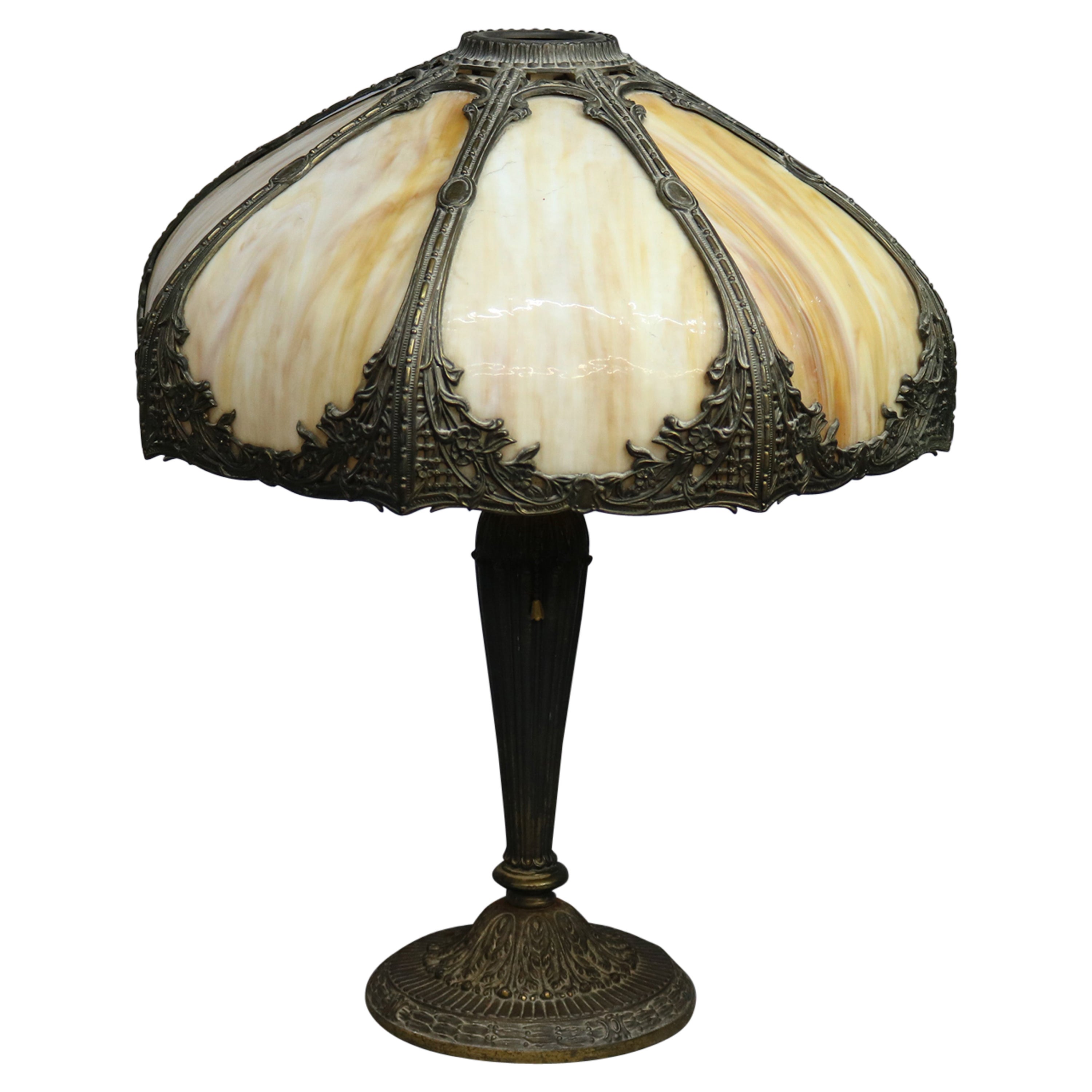 Slag Glass Table Lamp C1920, Slag Glass Table Lamp