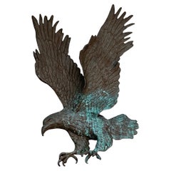 Rare and Handcrafted Bronze Eagle Sculpture for Indoor or Outdoor Wall Mounting