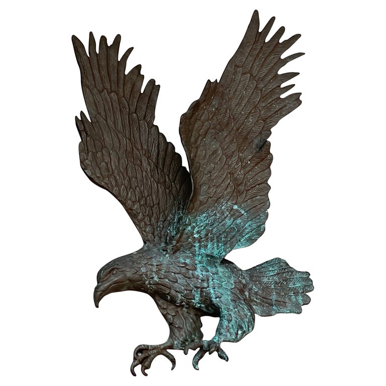 Rare and Handcrafted Bronze Eagle Sculpture for Indoor or Outdoor Wall